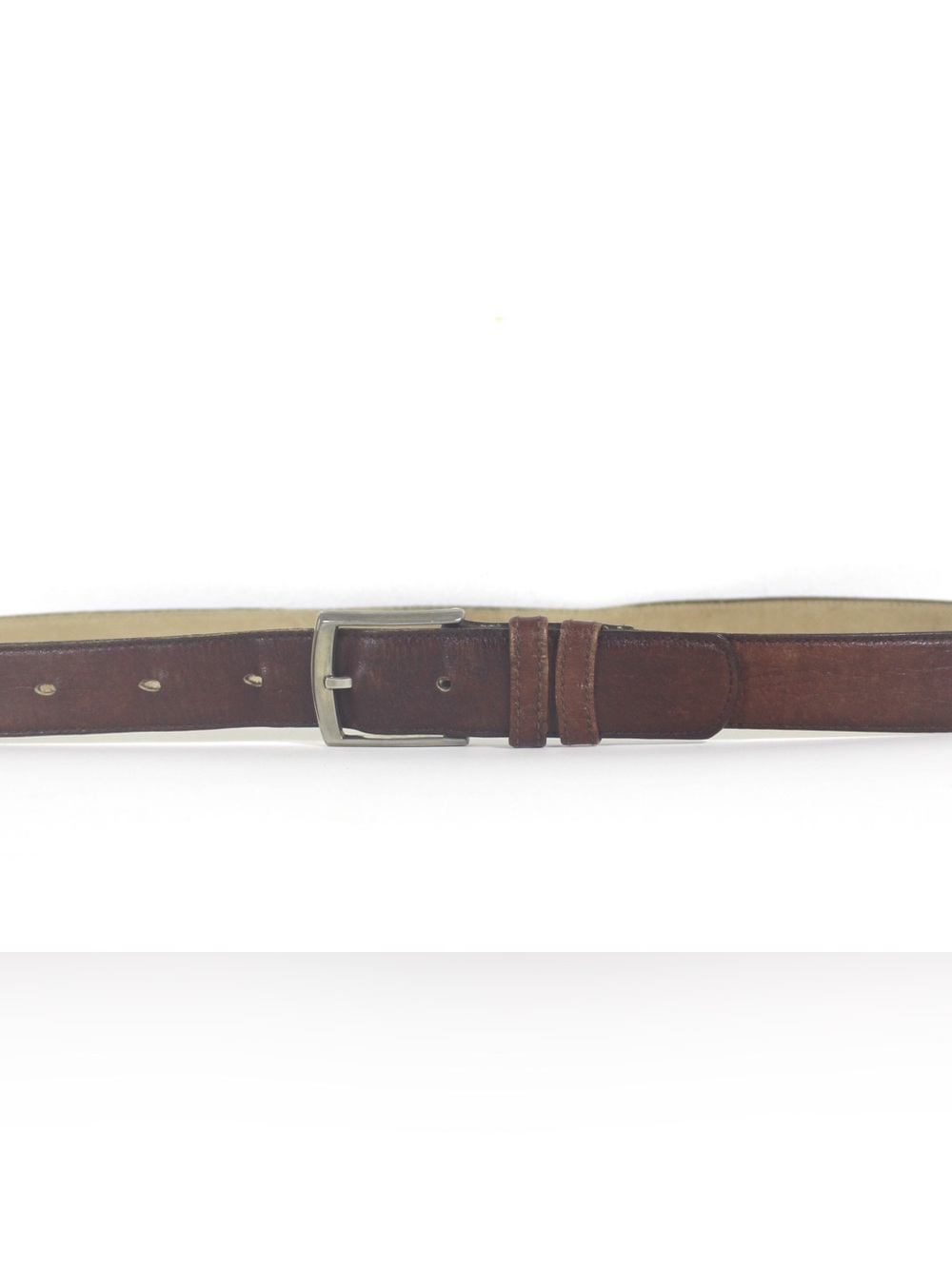 1950’s 32”-36” Vintage Worn In Tan Leather Belt with Metal Buckle
